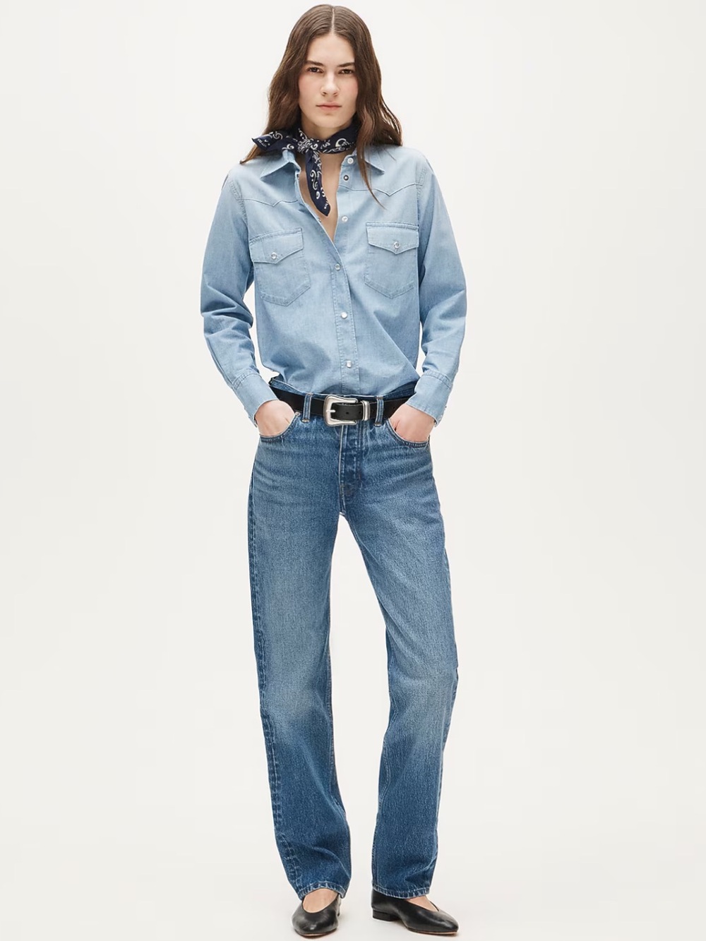 J. Crew Western straight jean, midrise, rigid - Woodside Wash